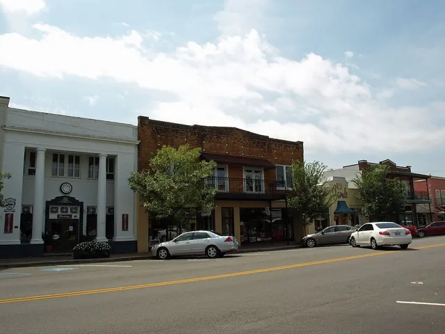 Walkable coastal town street near protected wetlands